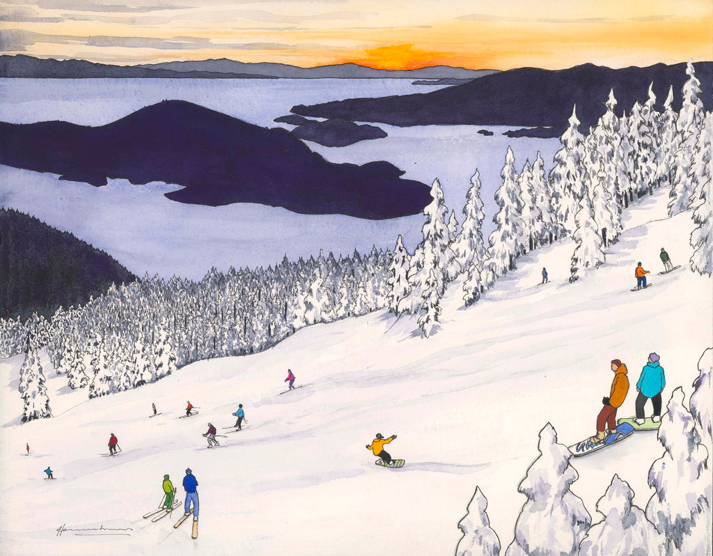 Snowboarding at Dusk, Cypress Mountain