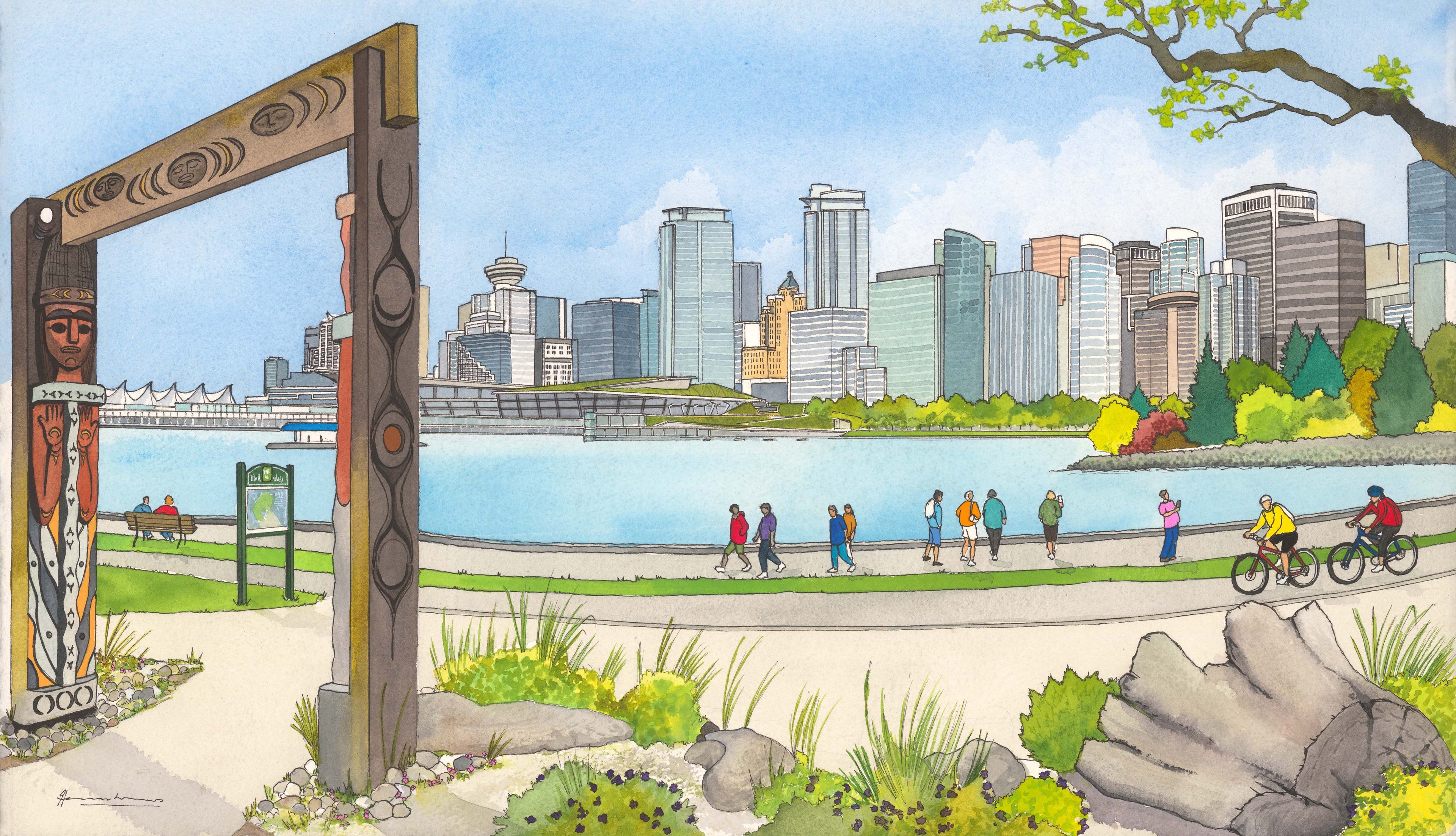 Stanley Park Seawall at the Totem Poles